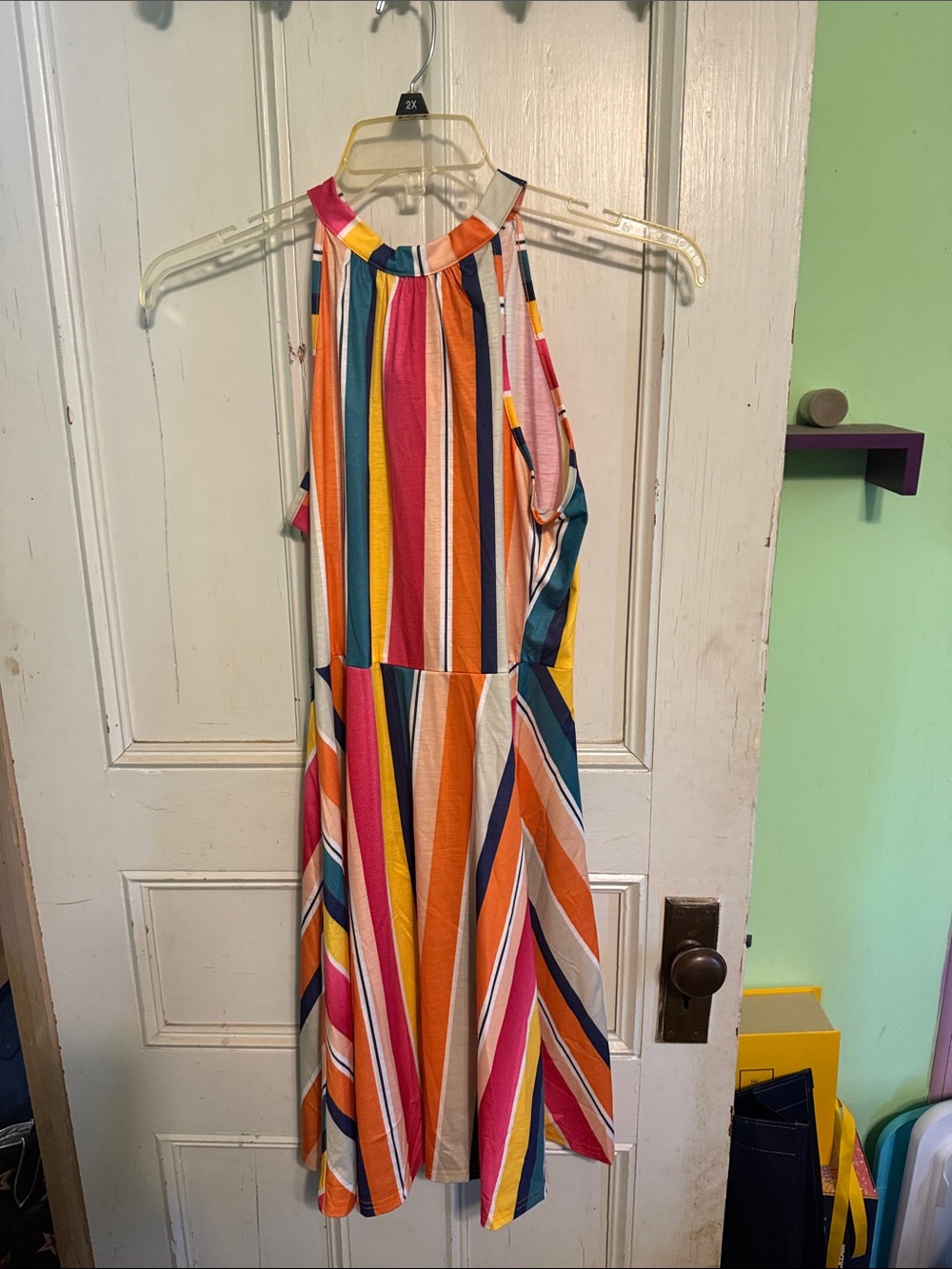 Striped Halter Summer Dress in Multicolor